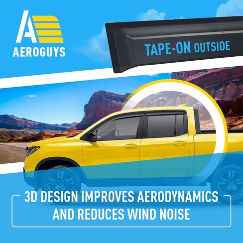 Extra Durable Window Deflectors Tape-On Window Visors Rain Guards Fit for Honda Ridgeline 2017-2026, Sun Visors, Wind Vent for Shades, Exterior Car Accessories - 4pcs. AG0510 in Saudi Arabia