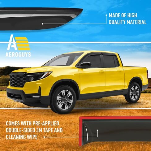 Extra Durable Window Deflectors Tape-On Window Visors Rain Guards Fit for Honda Ridgeline 2017-2026, Sun Visors, Wind Vent for Shades, Exterior Car Accessories - 4pcs. AG0510 in Saudi Arabia