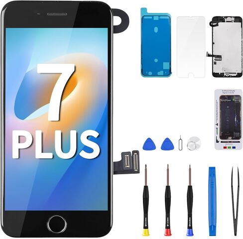 استبدال شاشة iPhone 7 Plus مع زر الصفحة الرئيسية White Fix LCD 3D Touch 5.5 بوصة محول رقمي للأذن مكبر صوت تجميع كامل مستشعر الكاميرا الأمامية الزجاجية 7plus طقم أدوات إصلاح A1661 A1784 A1785 in Kuwait