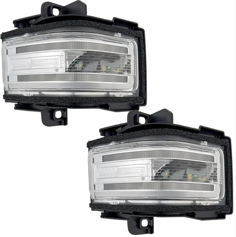 RECON - يناسب 17-25 Ford Super Duty (F250، F350، F450) مصابيح عدسات مرآة جانبية (مجموعة مكونة من قطعتين) مع مصابيح تشغيل LED بيضاء، وإشارات انعطاف وامضة كهرمانية وأضواء موضعية بيضاء in Saudi Arabia