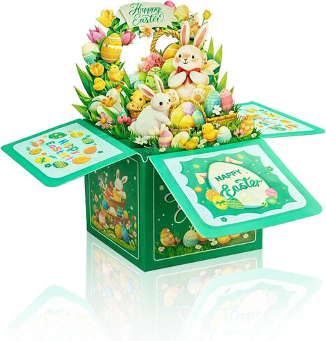 بطاقات عيد الفصح ثلاثية الأبعاد للأطفال - سلة بيض عيد الفصح، بطاقة تهنئة على شكل أرنب مع مغلفات، بطاقات عيد الفصح المنبثقة المضحكة، هدايا للصبي والبنات والبالغين والزوجة والزوج والابنة والأحفاد والأخت والأصدقاء والابن in Kuwait