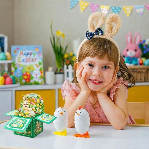 بطاقات عيد الفصح ثلاثية الأبعاد للأطفال - سلة بيض عيد الفصح، بطاقة تهنئة على شكل أرنب مع مغلفات، بطاقات عيد الفصح المنبثقة المضحكة، هدايا للصبي والبنات والبالغين والزوجة والزوج والابنة والأحفاد والأخت والأصدقاء والابن in Kuwait
