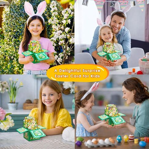 بطاقات عيد الفصح ثلاثية الأبعاد للأطفال - سلة بيض عيد الفصح، بطاقة تهنئة على شكل أرنب مع مغلفات، بطاقات عيد الفصح المنبثقة المضحكة، هدايا للصبي والبنات والبالغين والزوجة والزوج والابنة والأحفاد والأخت والأصدقاء والابن in Kuwait