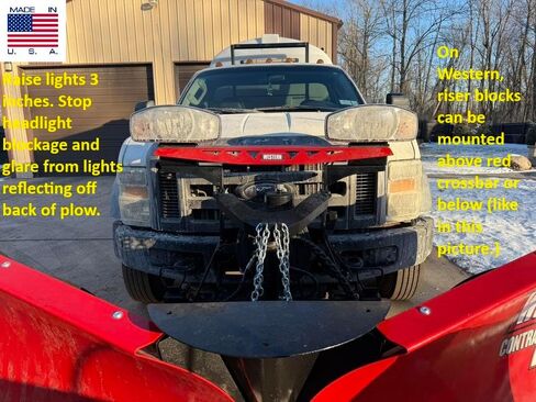 fits Western MVP3 MVP Plus Wideout Wideout XL Snowplow Headlight 3" Spacer Riser KIT (can be Mounted Over or Under red Cross bar) Original Developed & Made in USA Product. in Saudi Arabia