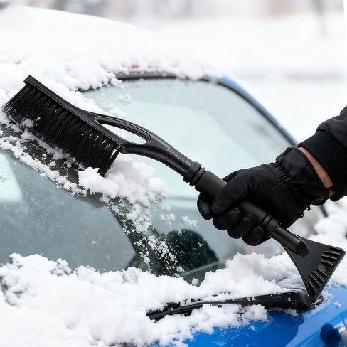 Ice Scraper with Brush, Featuring a Detachable Window Wiper Blade, for Automotive ice and Snow Removal-Black in Saudi Arabia
