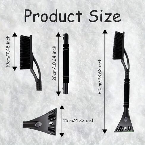 Ice Scraper with Brush, Featuring a Detachable Window Wiper Blade, for Automotive ice and Snow Removal-Black in Saudi Arabia