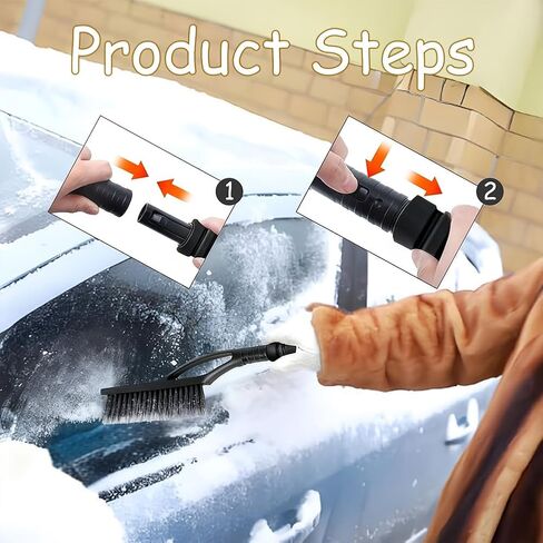 Ice Scraper with Brush, Featuring a Detachable Window Wiper Blade, for Automotive ice and Snow Removal-Black in Saudi Arabia