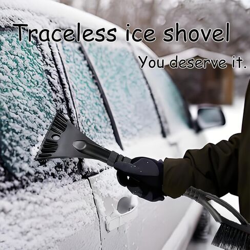 Ice Scraper with Brush, Featuring a Detachable Window Wiper Blade, for Automotive ice and Snow Removal-Black in Saudi Arabia