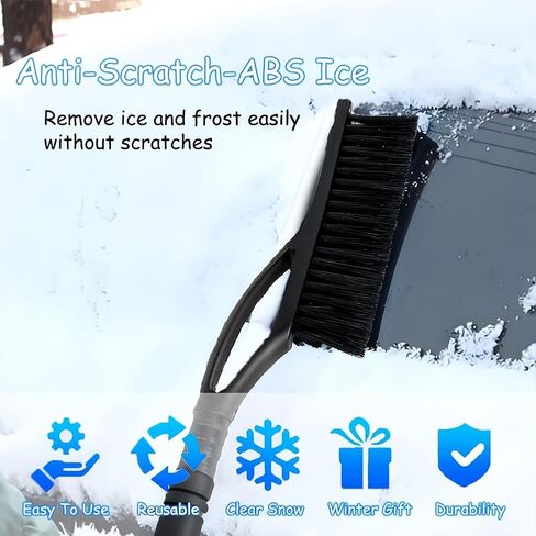 Ice Scraper with Brush, Featuring a Detachable Window Wiper Blade, for Automotive ice and Snow Removal-Black in Saudi Arabia
