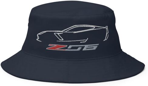 Corvette Apparel Sports Car Z06 C7 Silhouette Custom Car Club Bucket Hat Black in Saudi Arabia