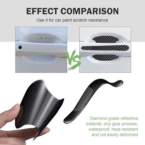 8 PCS Car Door Bowl and Handle Scratch Protectors, Anti-collsion Carbon Fiber Paint Protection Film, Sporty Decorative Sticker, Self-Adhesive Waterproof Exterior Strip (Carbon Fiber Black) in Saudi Arabia