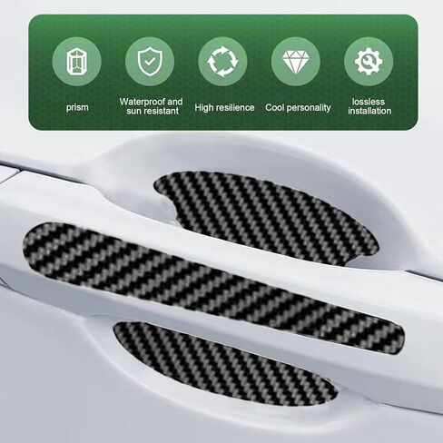 8 PCS Car Door Bowl and Handle Scratch Protectors, Anti-collsion Carbon Fiber Paint Protection Film, Sporty Decorative Sticker, Self-Adhesive Waterproof Exterior Strip (Carbon Fiber Black) in Saudi Arabia