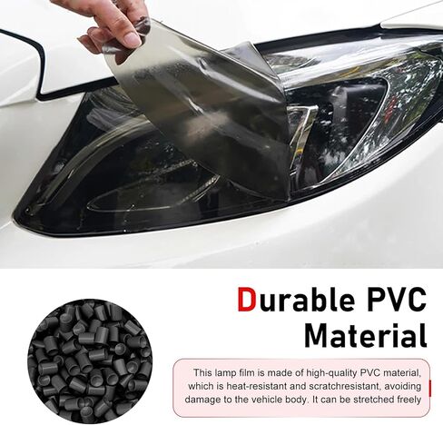 Car Light Film Sticker Sheet Roll, Matte Taillight Decorative Tint Film, Waterproof Self-adhesive Light Tint, Cuttable DIY Modification Accessory for Most Vehicles (Black) in Kuwait