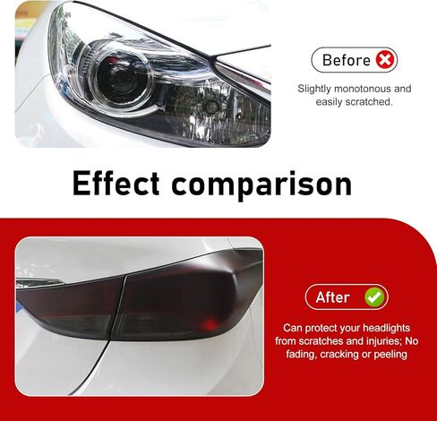Car Light Film Sticker Sheet Roll, Matte Taillight Decorative Tint Film, Waterproof Self-adhesive Light Tint, Cuttable DIY Modification Accessory for Most Vehicles (Black) in Kuwait