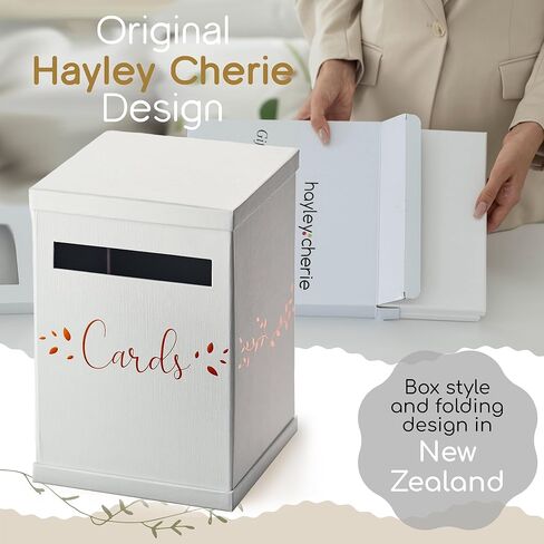 White & Rose Gold Card Box, Large 12" Gift Card Holder, Wedding Mailbox, Sweet 16, Birthday Party, Graduation, Baby & Bridal Shower, Quinceanera, Money Basket, Funeral, Retirement, Pink Envelope Box in Kuwait