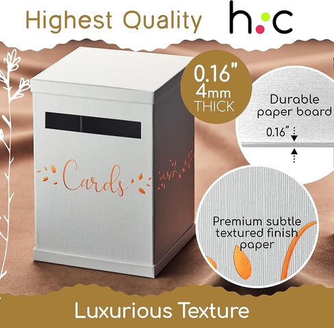 White & Rose Gold Card Box, Large 12" Gift Card Holder, Wedding Mailbox, Sweet 16, Birthday Party, Graduation, Baby & Bridal Shower, Quinceanera, Money Basket, Funeral, Retirement, Pink Envelope Box in Kuwait