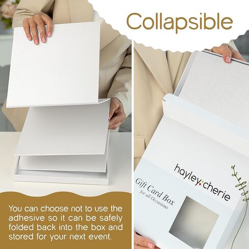 White & Rose Gold Card Box, Large 12" Gift Card Holder, Wedding Mailbox, Sweet 16, Birthday Party, Graduation, Baby & Bridal Shower, Quinceanera, Money Basket, Funeral, Retirement, Pink Envelope Box in Kuwait