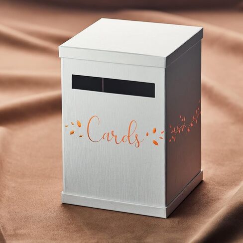 White & Rose Gold Card Box, Large 12" Gift Card Holder, Wedding Mailbox, Sweet 16, Birthday Party, Graduation, Baby & Bridal Shower, Quinceanera, Money Basket, Funeral, Retirement, Pink Envelope Box in Kuwait