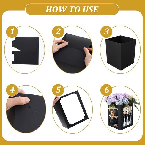 12 Pcs Picture Centerpieces for Table 6/7 Inch Photo Display Frame & Hollow Picture Props Box for Congrats Grad Decor, Wedding, Birthday Party Table Decoration (Black) in Kuwait