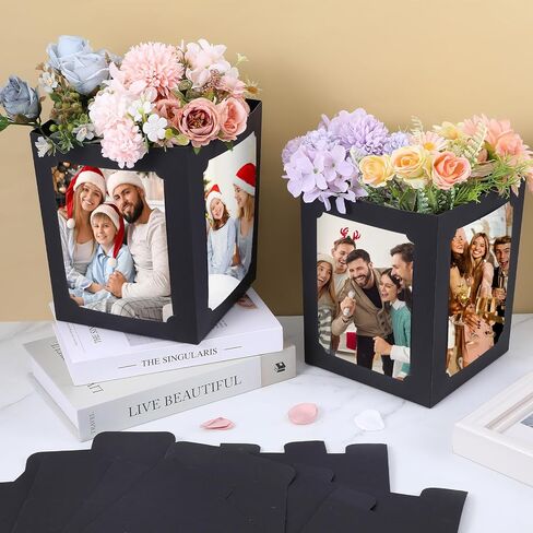 12 Pcs Picture Centerpieces for Table 6/7 Inch Photo Display Frame & Hollow Picture Props Box for Congrats Grad Decor, Wedding, Birthday Party Table Decoration (Black) in Kuwait