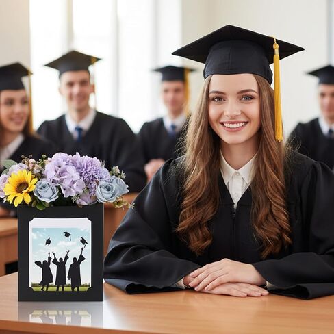 12 Pcs Picture Centerpieces for Table 6/7 Inch Photo Display Frame & Hollow Picture Props Box for Congrats Grad Decor, Wedding, Birthday Party Table Decoration (Black) in Kuwait