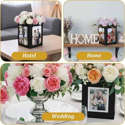 12 Pcs Picture Centerpieces for Table 6/7 Inch Photo Display Frame & Hollow Picture Props Box for Congrats Grad Decor, Wedding, Birthday Party Table Decoration (Black) in Kuwait