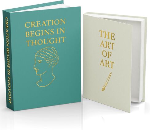 Fake books for decoration - Set of Two - Cardboard and linen - Decor Books for coffee table - Decorative boxes for home decor aesthetic - box storage (Art of Art) in Saudi Arabia