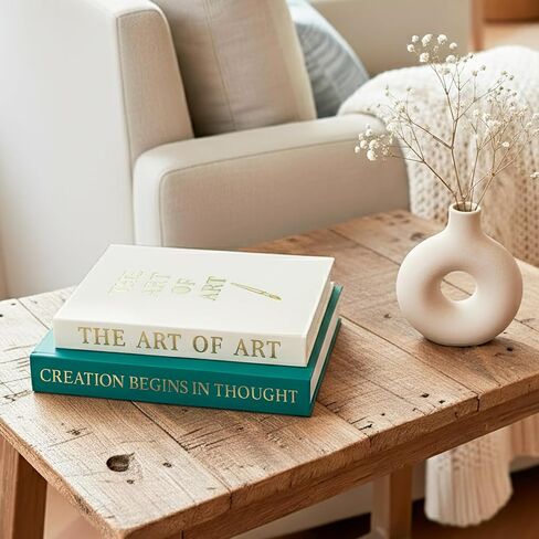 Fake books for decoration - Set of Two - Cardboard and linen - Decor Books for coffee table - Decorative boxes for home decor aesthetic - box storage (Art of Art) in Saudi Arabia