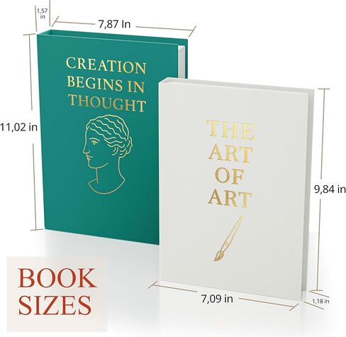 Fake books for decoration - Set of Two - Cardboard and linen - Decor Books for coffee table - Decorative boxes for home decor aesthetic - box storage (Art of Art) in Saudi Arabia