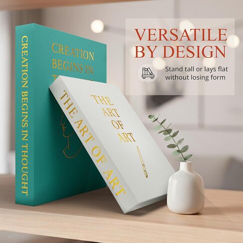 Fake books for decoration - Set of Two - Cardboard and linen - Decor Books for coffee table - Decorative boxes for home decor aesthetic - box storage (Art of Art) in Saudi Arabia