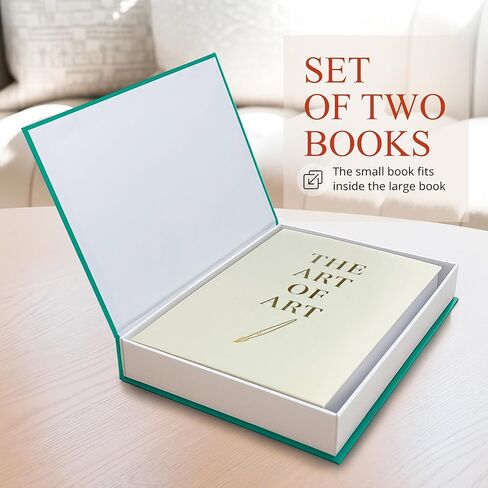 Fake books for decoration - Set of Two - Cardboard and linen - Decor Books for coffee table - Decorative boxes for home decor aesthetic - box storage (Art of Art) in Saudi Arabia