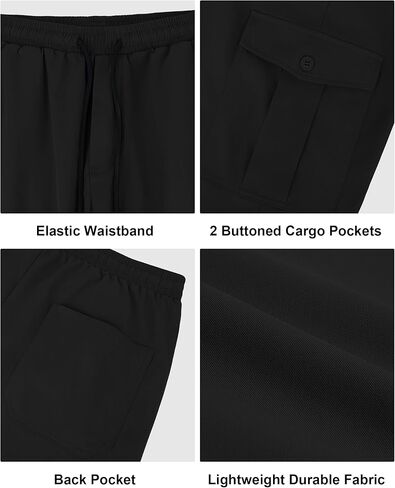 Men's Cargo Pants Stretch Sweatpants Casual Workout Joggers Elastic Drawstring Hiking Tactical Pants with Multi Pockets in Saudi Arabia