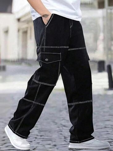 Black Workwear Utility Pants for Men Heavy Duty Tactical Cargo Trousers Outdoor Hiking in Saudi Arabia