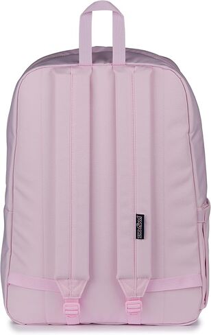 JanSport Superbreak Plus FX Backpack - Work, Travel, or Laptop Bag with Water Bottle Pocket - Pink Ice Cherry Emb in Saudi Arabia