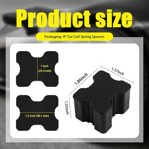 4PCS Car Coil Spring Spacer Rubber,Heavy Duty Coil Spring Booster Car Lift Blocks for Lifting 1" to 1.5" Springs Spacing,Universal Front & Rear Coils Over Springs Spacers for Cars in Kuwait