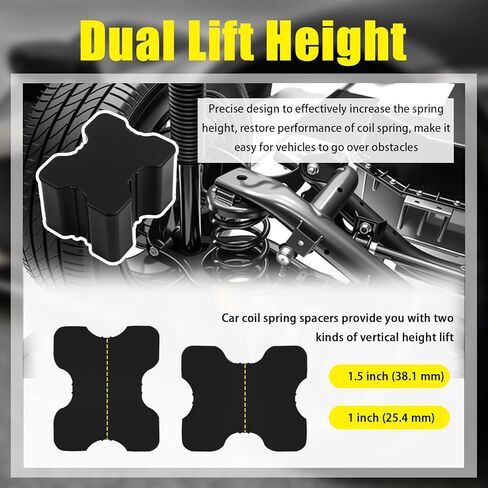 4PCS Car Coil Spring Spacer Rubber,Heavy Duty Coil Spring Booster Car Lift Blocks for Lifting 1" to 1.5" Springs Spacing,Universal Front & Rear Coils Over Springs Spacers for Cars in Kuwait