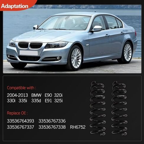 Rear Left & Right Suspension Coil Spring Set Compatible with 2004-2013 BMW E90 320i 325i 330i 335i 335d E91, Replace# 33536764393, 33536767336 2PCS in Kuwait