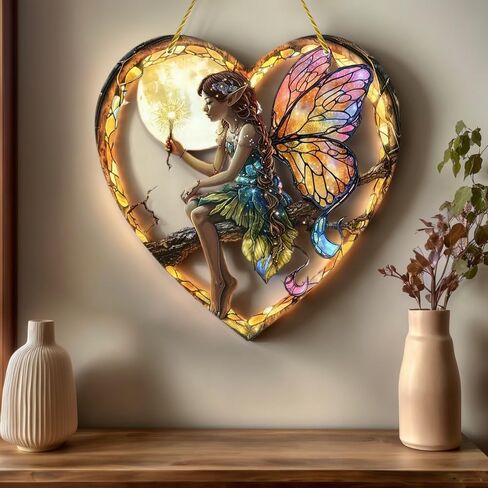 Decorative Hanging Ornaments – Heart-Shaped Acrylic Fairy Flower Charms in Vibrant Colors for Festive Home Decor & Special Occasions in Saudi Arabia