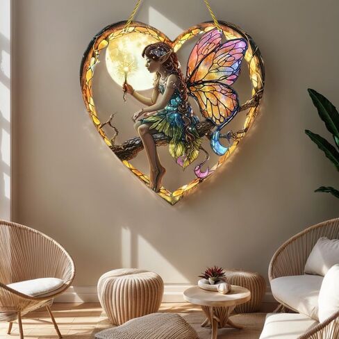 Decorative Hanging Ornaments – Heart-Shaped Acrylic Fairy Flower Charms in Vibrant Colors for Festive Home Decor & Special Occasions in Saudi Arabia