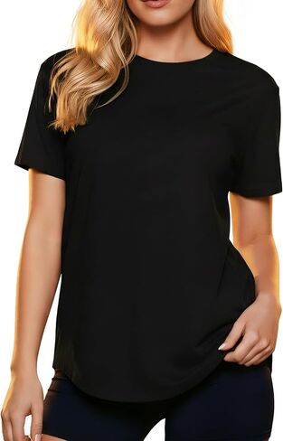 MAPICK Womens Workout Tops Short Sleeve T-Shirt Crew Neck Gym Tee Athletic Yoga Shirt Summer Loose Fit Basic Tee in Saudi Arabia