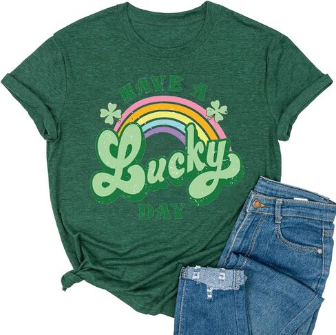 قمصان Ykomow St Patricks Day للسيدات بأكمام قصيرة برسوم الفهد البرسيم in Kuwait