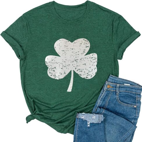 قمصان Ykomow St Patricks Day للسيدات بأكمام قصيرة برسوم الفهد البرسيم in Kuwait