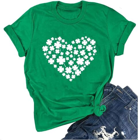 قمصان Ykomow St Patricks Day للسيدات بأكمام قصيرة برسوم الفهد البرسيم in Kuwait
