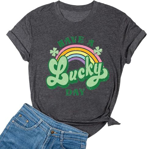 قمصان Ykomow St Patricks Day للسيدات بأكمام قصيرة برسوم الفهد البرسيم in Kuwait