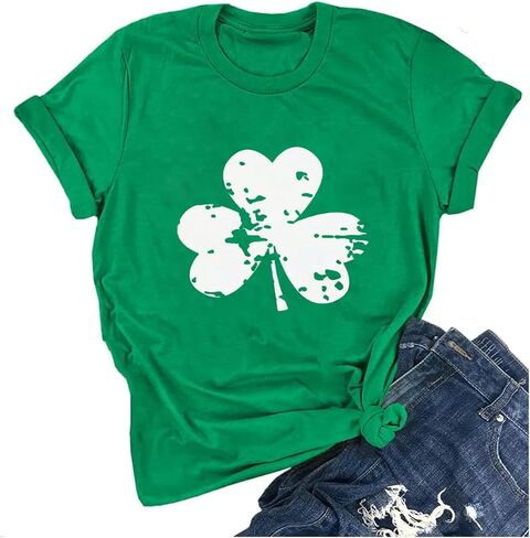 قمصان Ykomow St Patricks Day للسيدات بأكمام قصيرة برسوم الفهد البرسيم in Kuwait