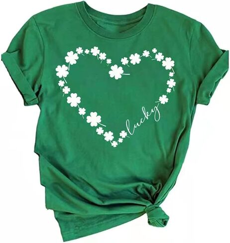 قمصان Ykomow St Patricks Day للسيدات بأكمام قصيرة برسوم الفهد البرسيم in Kuwait