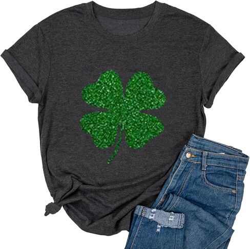 قمصان Ykomow St Patricks Day للسيدات بأكمام قصيرة برسوم الفهد البرسيم in Kuwait