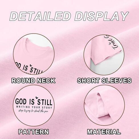 Oversized Christian Shirts for Women Faith Bible Verse Graphic Tees God is Still Print Religious Casual Summer Tops in Kuwait