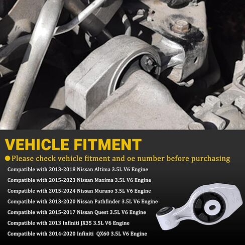 Engine Torque Mount Compatible with Nissan Altima 2013-2018/Maxima 2015-2023 /Murano 2015-2024/2013-2020 Pathfinder/Quest 2015-2017丨Infiniti JX35 QX60 3.5L V6 Replacement for 113504RA0A in Saudi Arabia