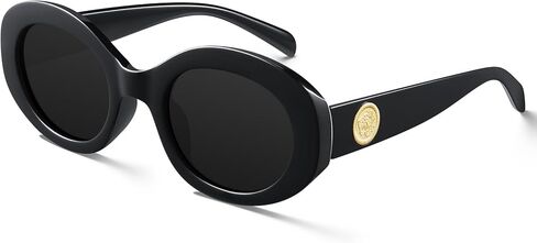 KUGUAOK Retro Oval Sunglasses for Women 90s Round Y2k Trendy Sun Glasses Chunky Thick Frame UV Protection Shades in Saudi Arabia